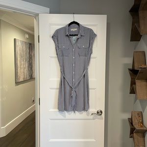 Loft striped tie front dress